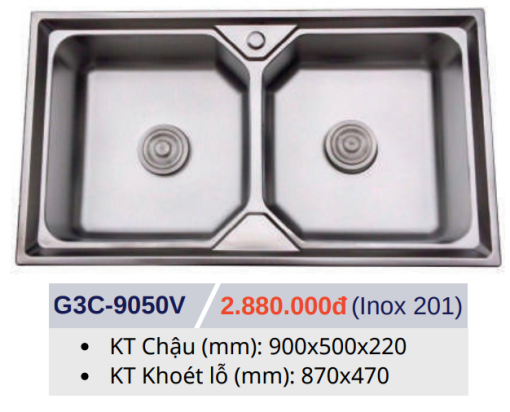 CHẬU RỬA CHÉN BÁT INOX GOLICAA G3C-9050V - 3