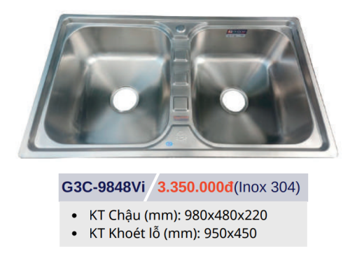 Chậu rửa chén bát GOLICAA G3C-9848Vi - 3