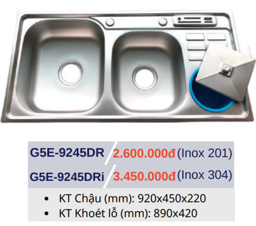 Chậu rửa chén bát GOLICAA G5E-9245DR - 3