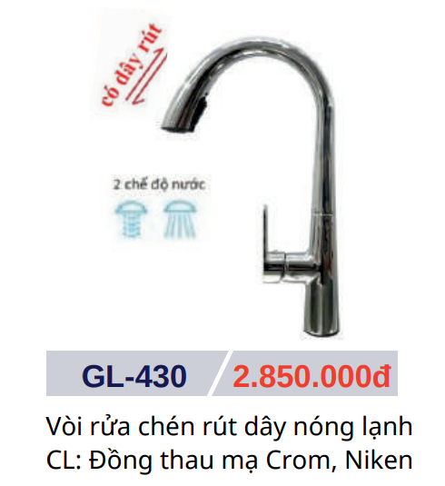 Vòi rửa chén nóng lạnh GOLICAA GL-430