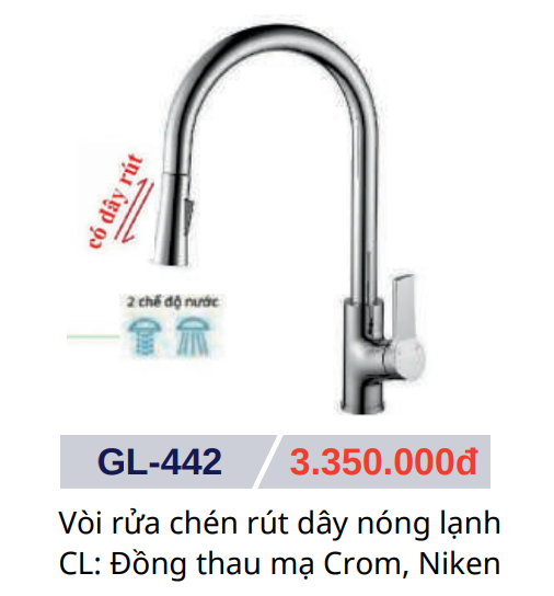 Vòi rửa chén nóng lạnh GOLICAA GL-442