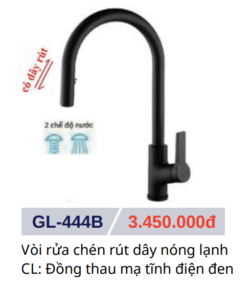 Vòi rửa chén nóng lạnh GOLICAA GL-444B