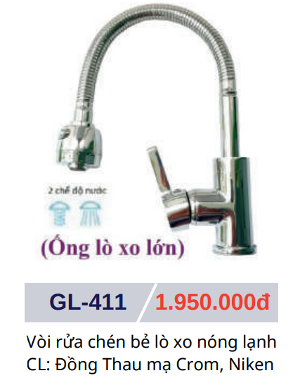 Vòi rửa chén nóng lạnh GOLICAA GL-411