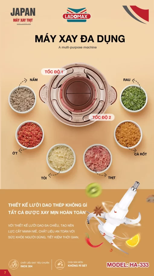 Máy xay thịt đa năng Ladomax HA-333D - 3