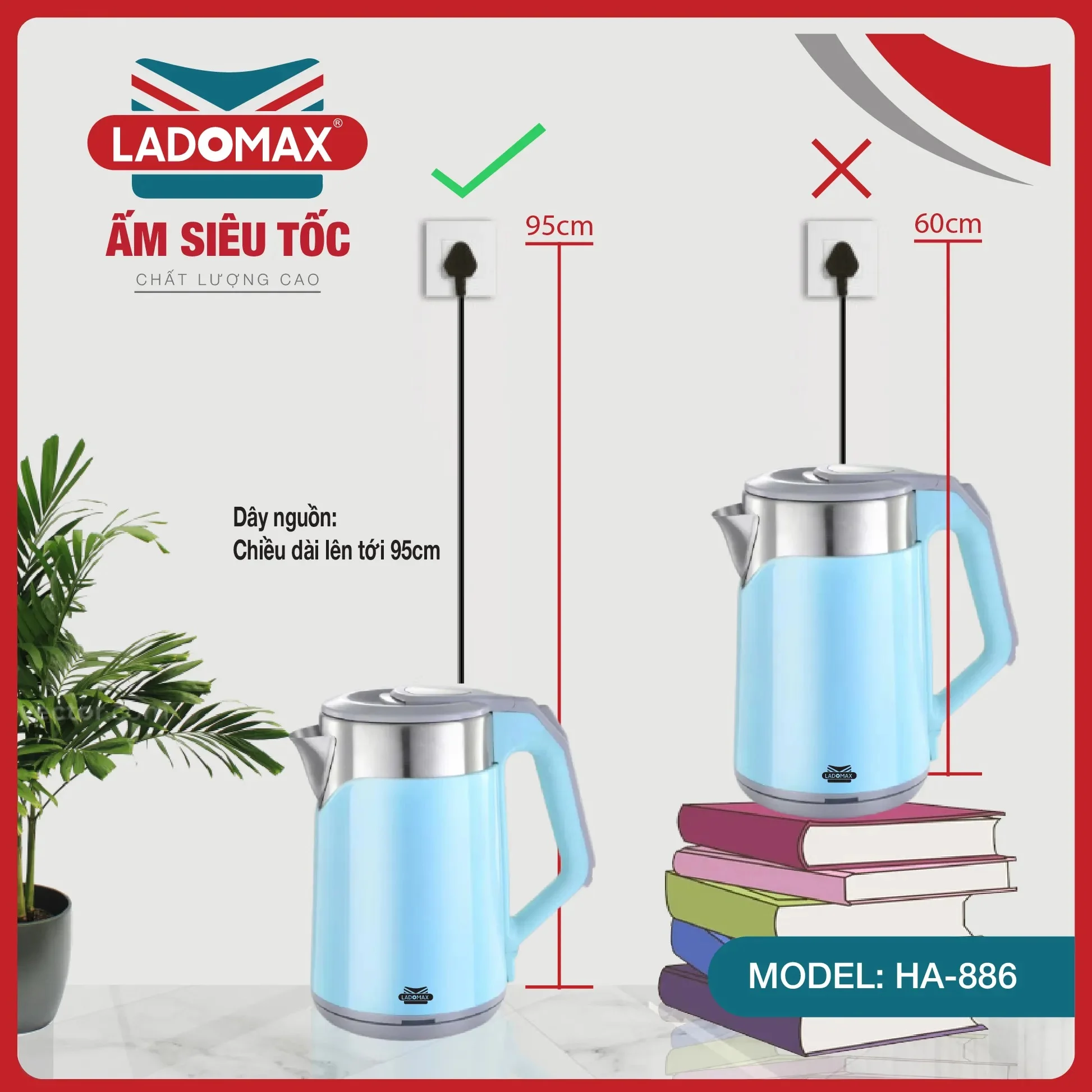 Ấm đun siêu tốc Ladomax HA-886