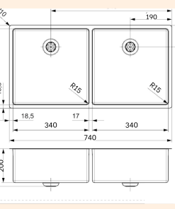 Chậu Rửa Bát Reginox HOUSTON 34×40+34×40 HMH.NPCS0010 - 12 Chậu Rửa Bát Reginox HOUSTON 34×40+34×40 HMH.NPCS0010 - 11