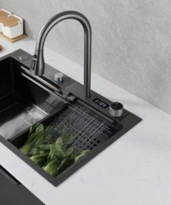 Chậu rửa Inox liền vòi xả thác thông minh 1 hộc GOLICAA GA-7546LV - 13