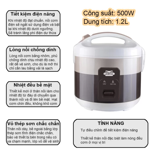 Nồi cơm điện 1.2 Lít Ladomax HA-7712 - 3