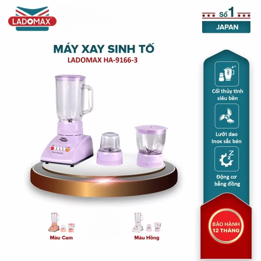 Máy xay sinh tố 3 cối Ladomax HA-9166-3 - 3