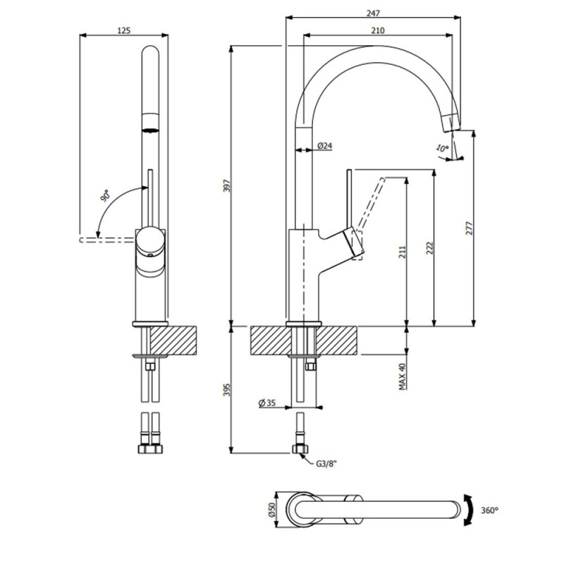 VÒI RỬA BÁT REGINOX FIVA FURST HMH.F400403CR