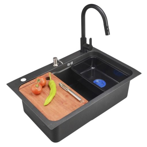CHẬU RỬA CHÉN BÁT PHỦ NANO ĐEN GOLICAA GA-7846ND - 7