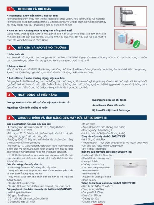Máy Rửa Chén BOSCH SGS2ITW11E Serie 2 - 7