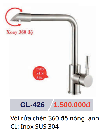 Vòi rửa chén nóng lạnh GOLICAA GL-426