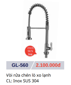 Vòi rửa chén lò xo lạnh GOLICAA GL-560 - 8 Vòi rửa chén lò xo lạnh GOLICAA GL-560 - 7