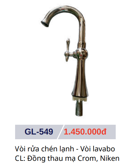 Vòi rửa chén lạnh - Vòi lavabo GOLICAA GL-549