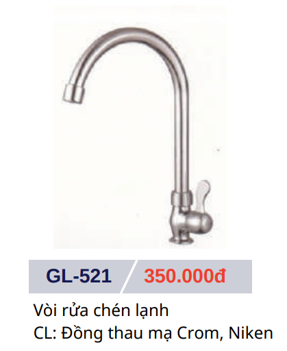Vòi rửa chén lạnh GOLICAA GL-521