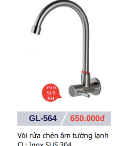 Vòi rửa chén âm tường lạnh GOLICAA GL-564 - 7