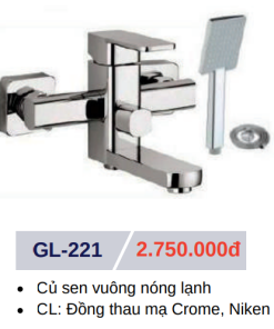 Củ sen tắm vuông nóng lạnh GOLICAA GL-221 - 5
