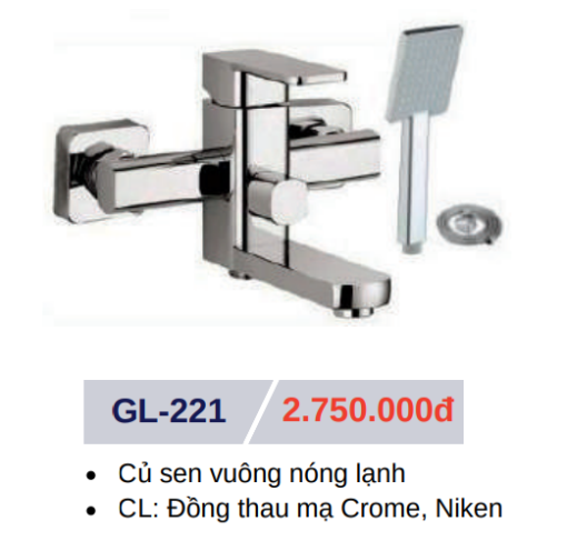 Củ sen tắm vuông nóng lạnh GOLICAA GL-221 - 3