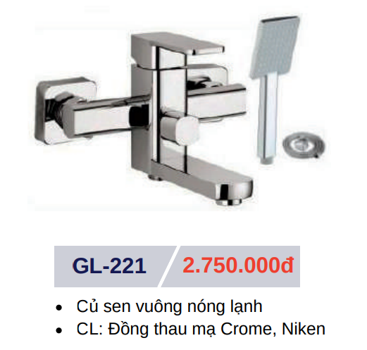 Củ sen tắm vuông nóng lạnh GOLICAA GL-221