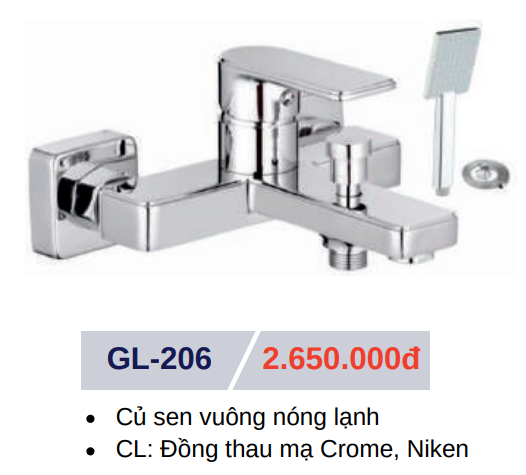 Củ sen tắm vuông nóng lạnh GOLICAA GL-206