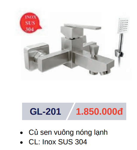 Củ sen tắm vuông nóng lạnh GOLICAA GL-201