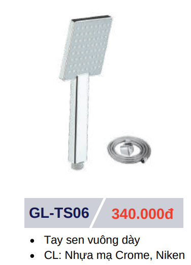 Tay sen tắm vuông GOLICAA GL-TS06