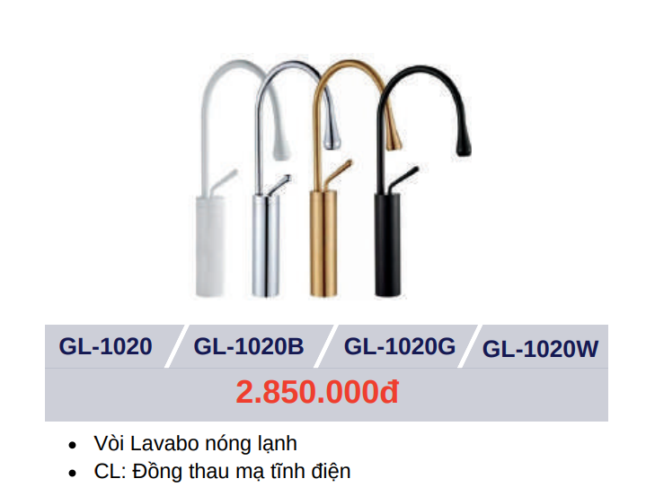 Vòi lavabo nóng lạnh GOLICAA GL-1020