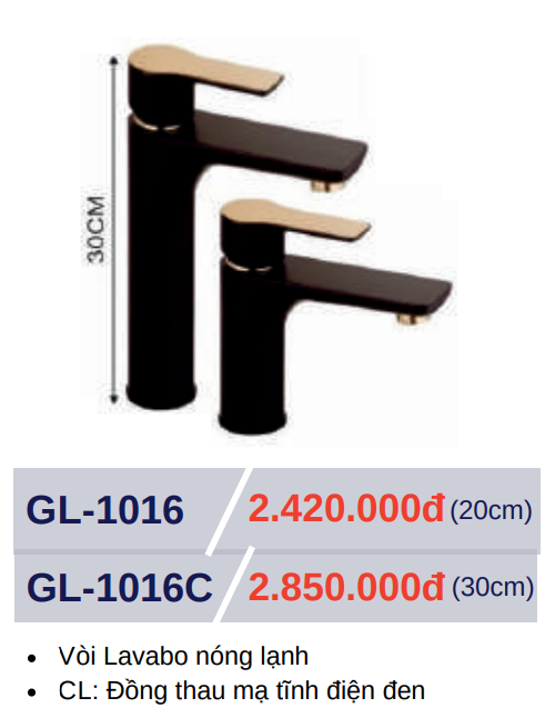 Vòi lavabo nóng lạnh GOLICAA GL-1016