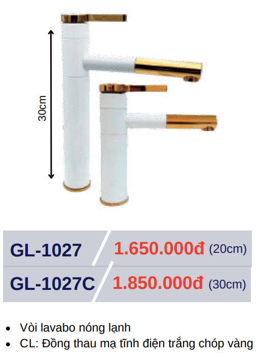 Vòi lavabo nóng lạnh GOLICAA GL-1027