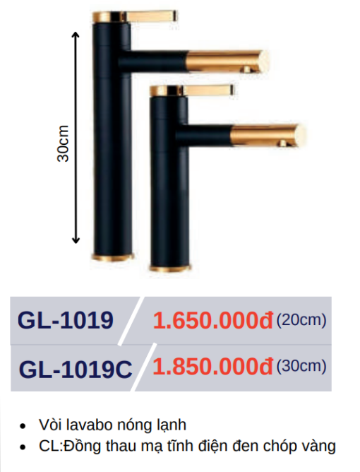 Vòi lavabo nóng lạnh GOLICAA GL-1019C - 3