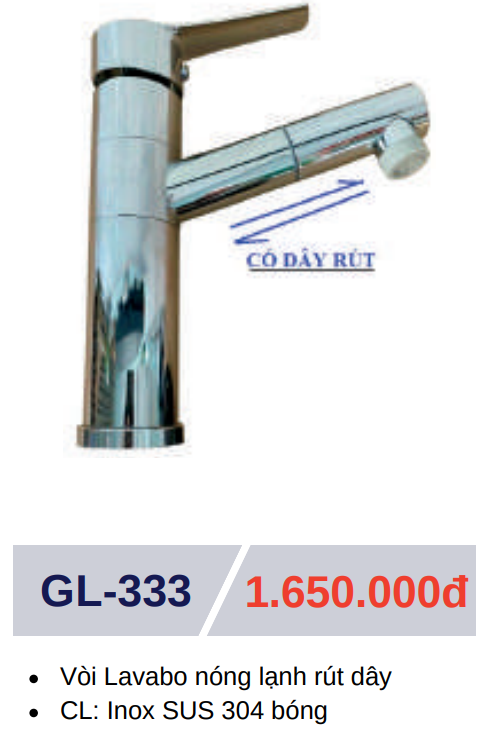 Vòi lavabo nóng lạnh GOLICAA GL-333