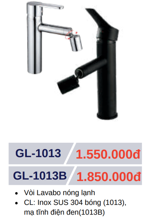 Vòi lavabo nóng lạnh GOLICAA GL-1013 - 3