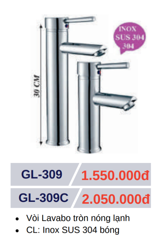 Vòi lavabo nóng lạnh GOLICAA GL-309C - 3