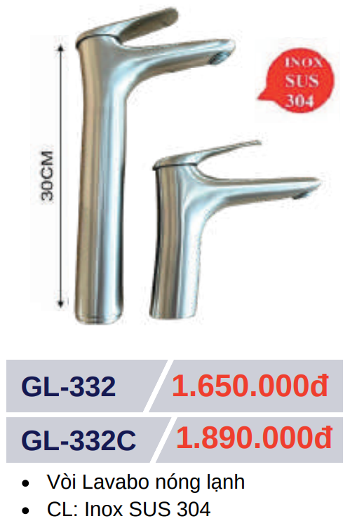 Vòi lavabo nóng lạnh GOLICAA GL-332