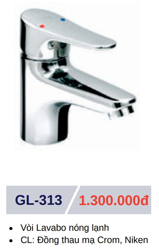 Vòi lavabo nóng lạnh GOLICAA GL-313