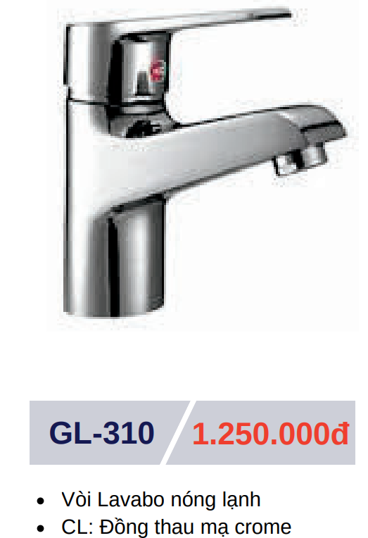 Vòi lavabo nóng lạnh GOLICAA GL-310