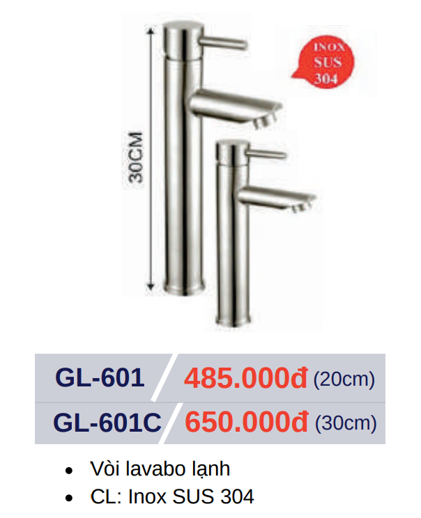 Vòi lavabo lạnh tròn GOLICAA GL-601