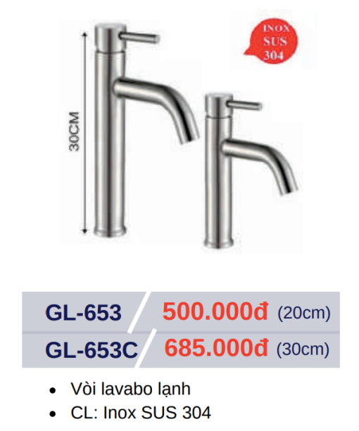Vòi lavabo lạnh GOLICAA GL-653 - 3
