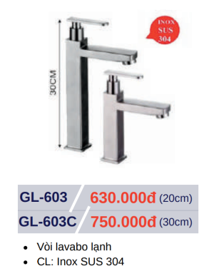 Vòi lavabo lạnh vuông GOLICAA GL-603 - 5