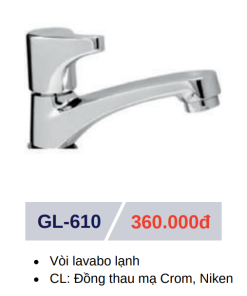Vòi lavabo lạnh GOLICAA GL-610 - 5