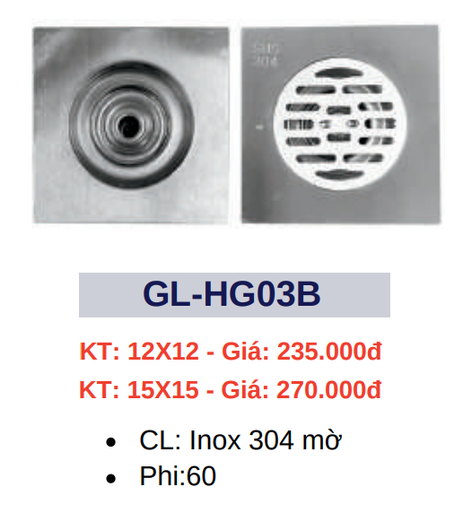 Hố ga thoát sàn GOLICAA GL-HG03B