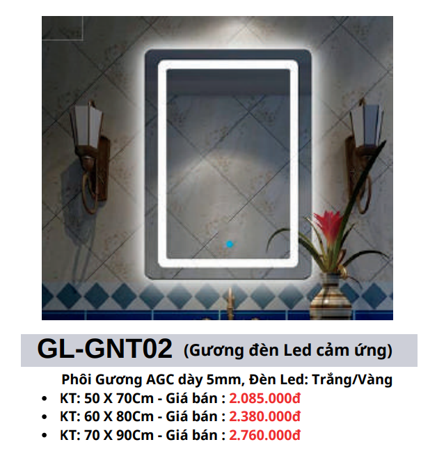 Gương đèn Led cảm ứng GOLICAA GL-GNT02