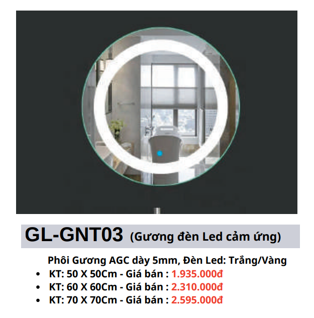 Gương đèn Led cảm ứng GOLICAA GL-GNT03