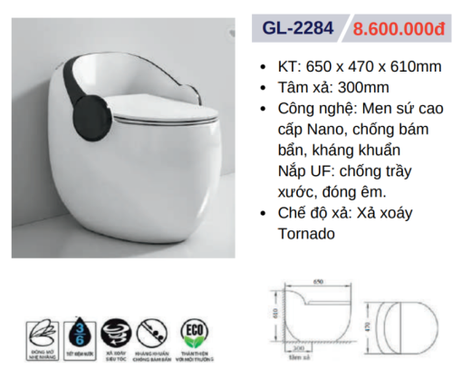 Bồn cầu liền khối GOLICAA GL-2284 - 5