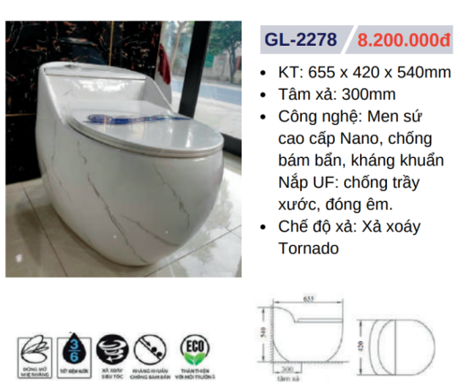 Bồn cầu liền khối GOLICAA GL-2278 - 5