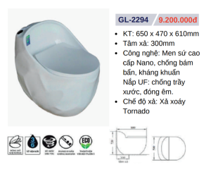 Bồn cầu liền khối GOLICAA GL-2294 - 13