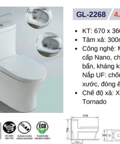 Bồn cầu liền khối GOLICAA GL-2268 - 9