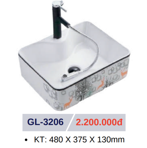 Lavabo sứ cao cấp GOLICAA GL-3206 - 1