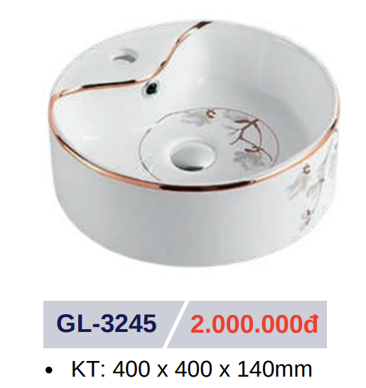 Lavabo sứ cao cấp GOLICAA GL-3245